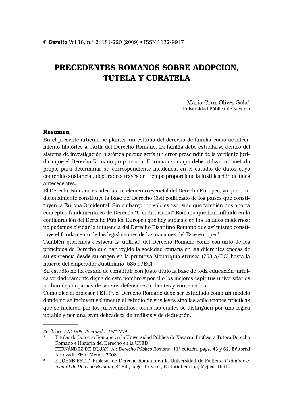 Precedentes Romanos Sobre Adopcion, Tutela Y Curatela