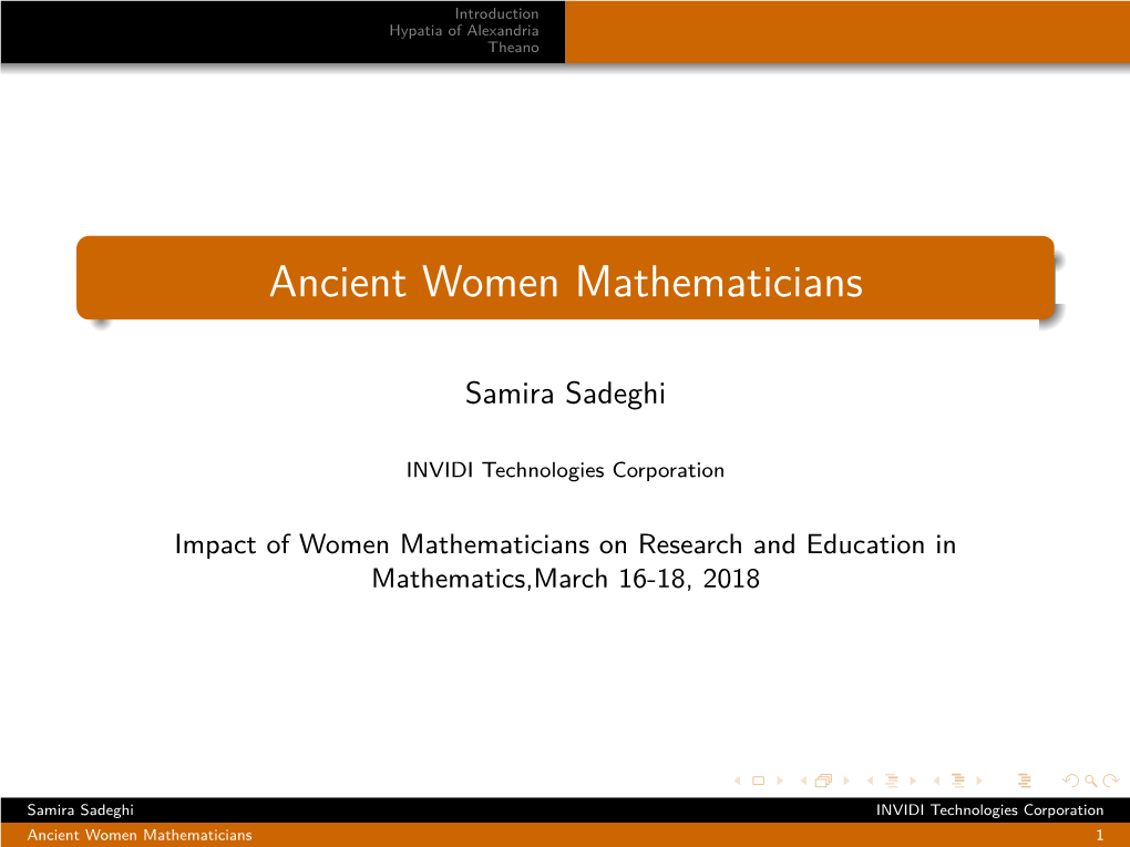 Ancient Women Mathematicians