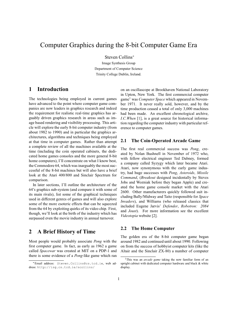 Computer Graphics During the 8-Bit Computer Game Era