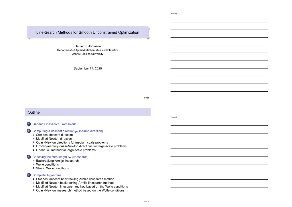 Line-Search Methods for Smooth Unconstrained Optimization