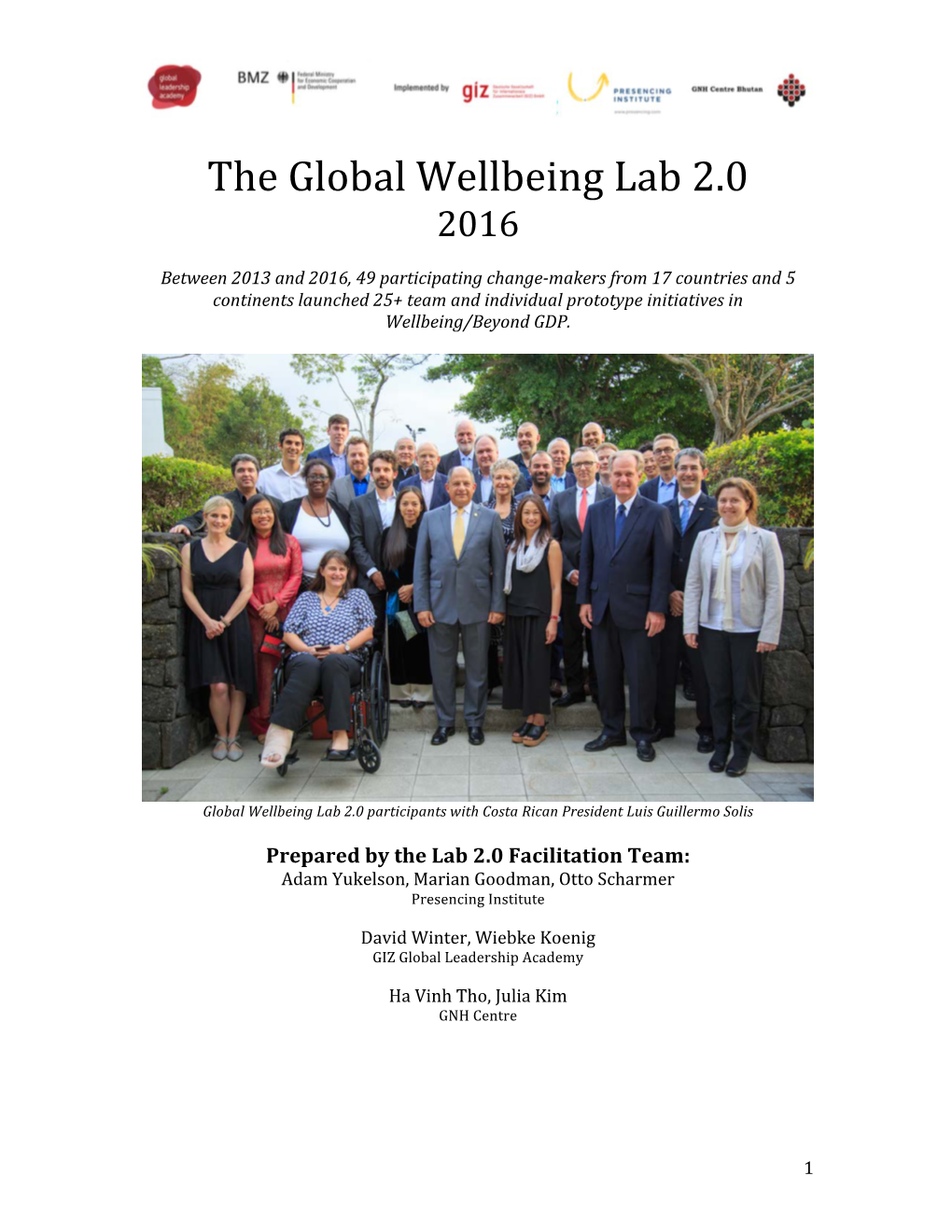 The Global Wellbeing Lab 2.0 2016