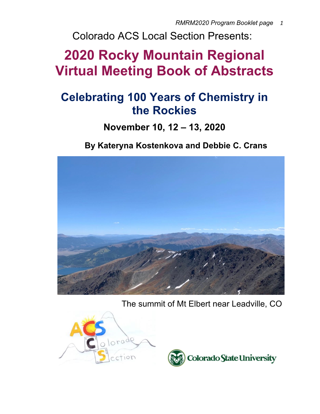 Rocky MOUNTAIN REGIONAL VIRTUAL MEETING 2020 PROGRAM