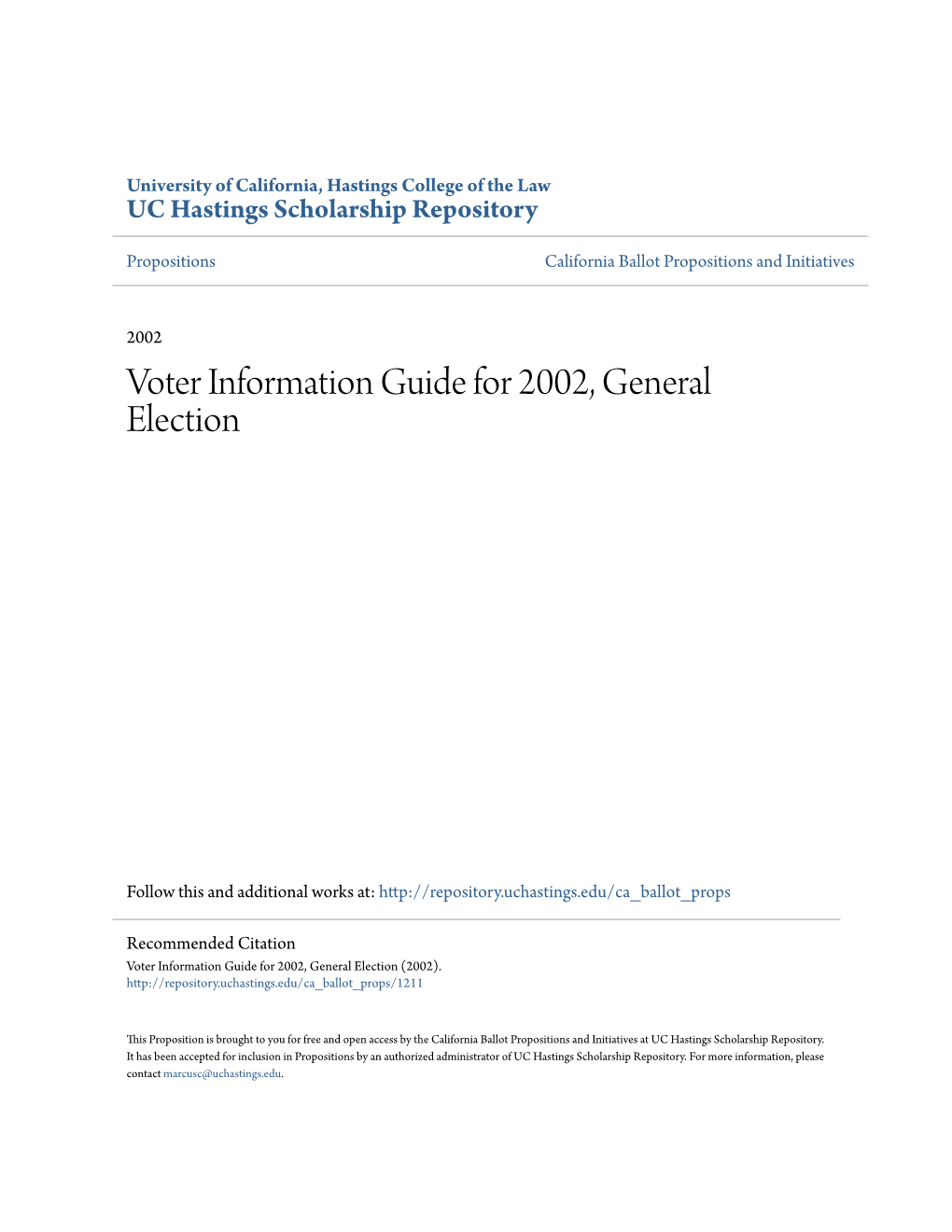 Voter Information Guide for 2002, General Election