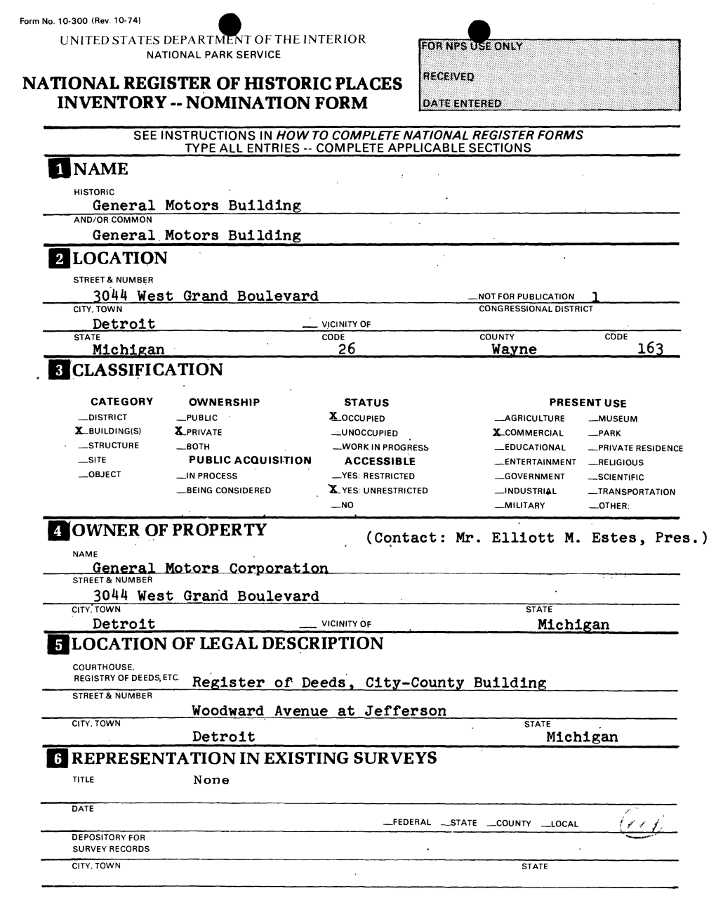 National Register of Historic Places Inventory - Nomination Form