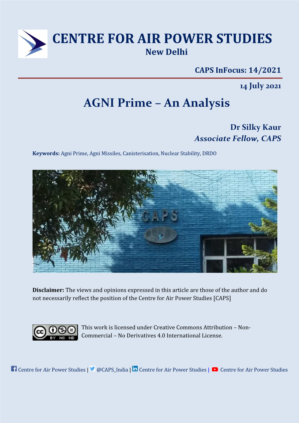 AGNI Prime – an Analysis