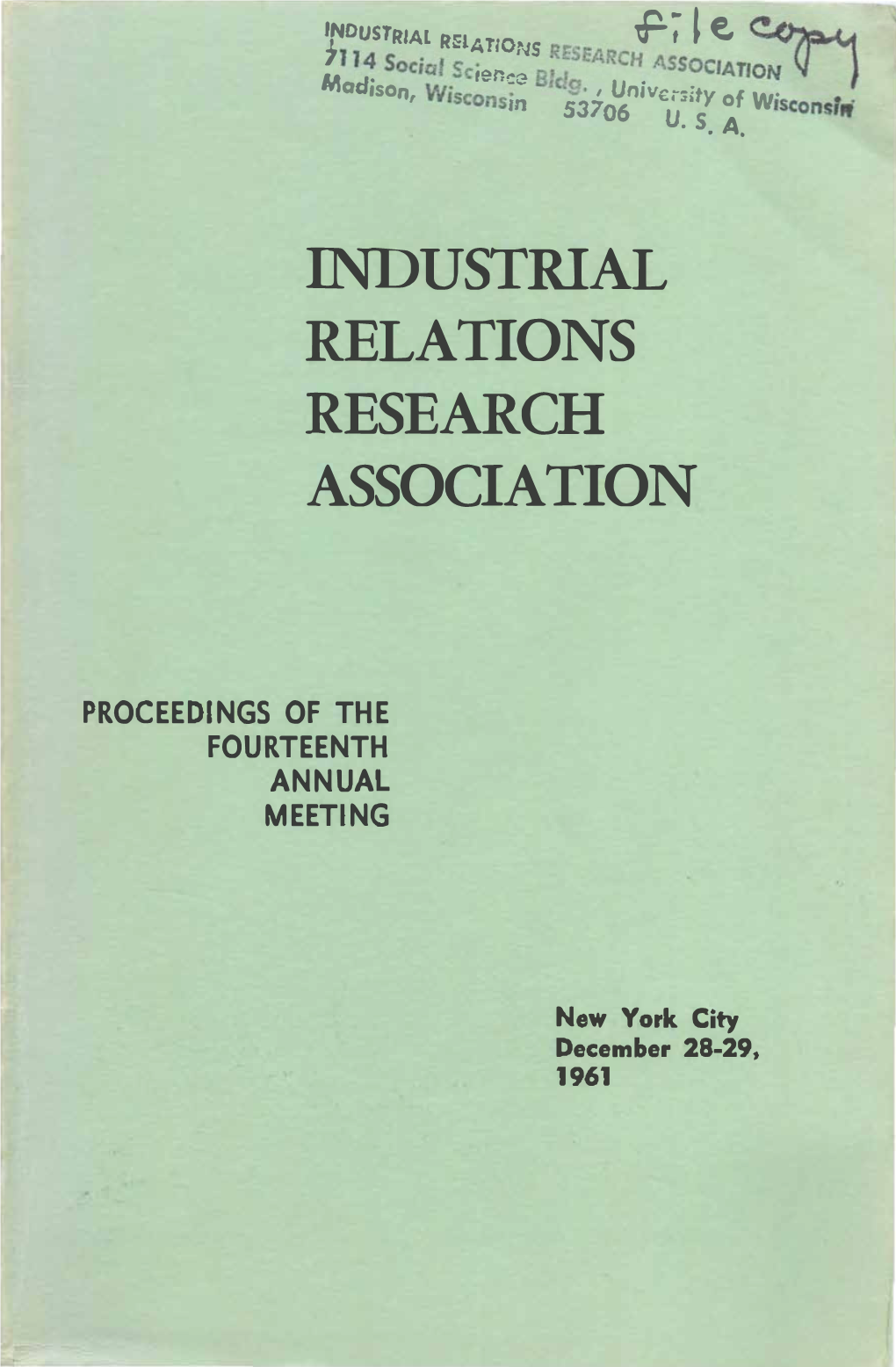 Tar:Ons R INDUSTRIAL RELATIONS RESEARCH ASSOCIATION