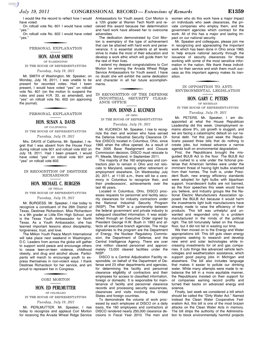 CONGRESSIONAL RECORD— Extensions of Remarks E1359 HON