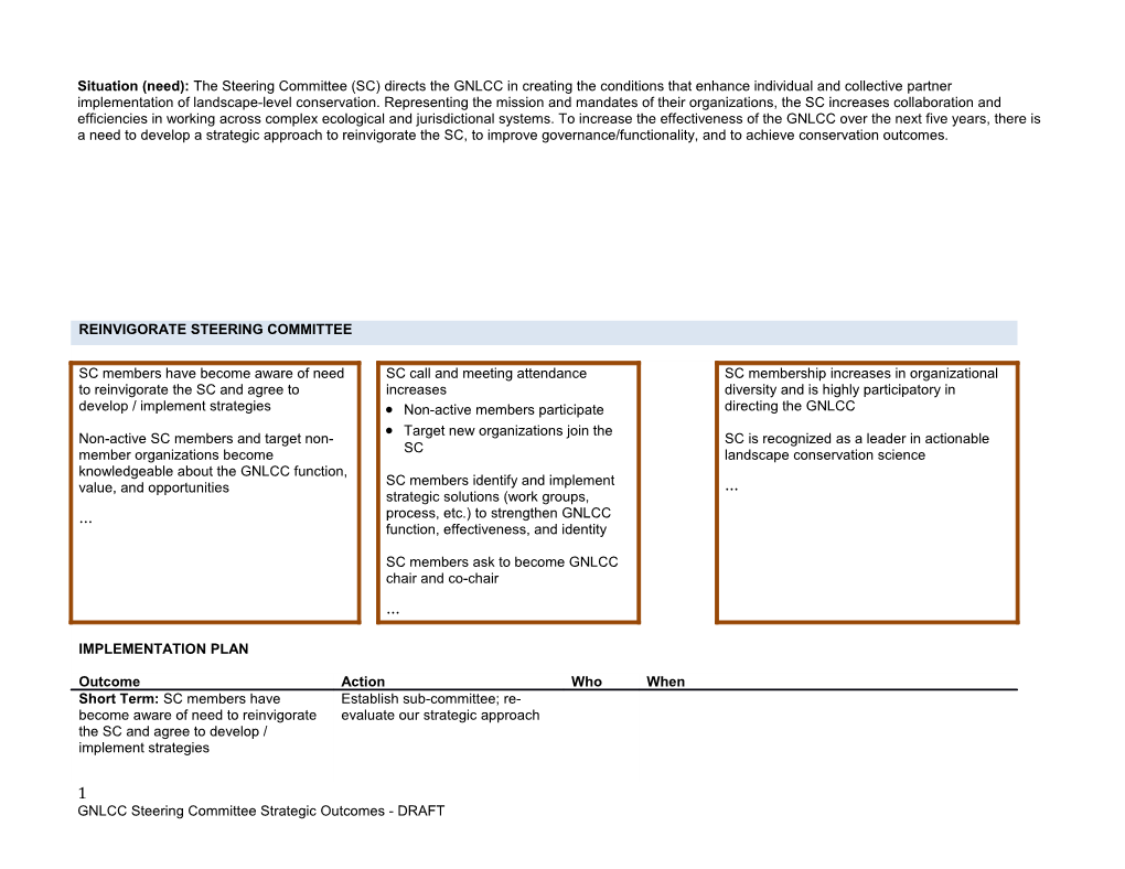 GNLCC Steering Committee Strategic Outcomes - DRAFT