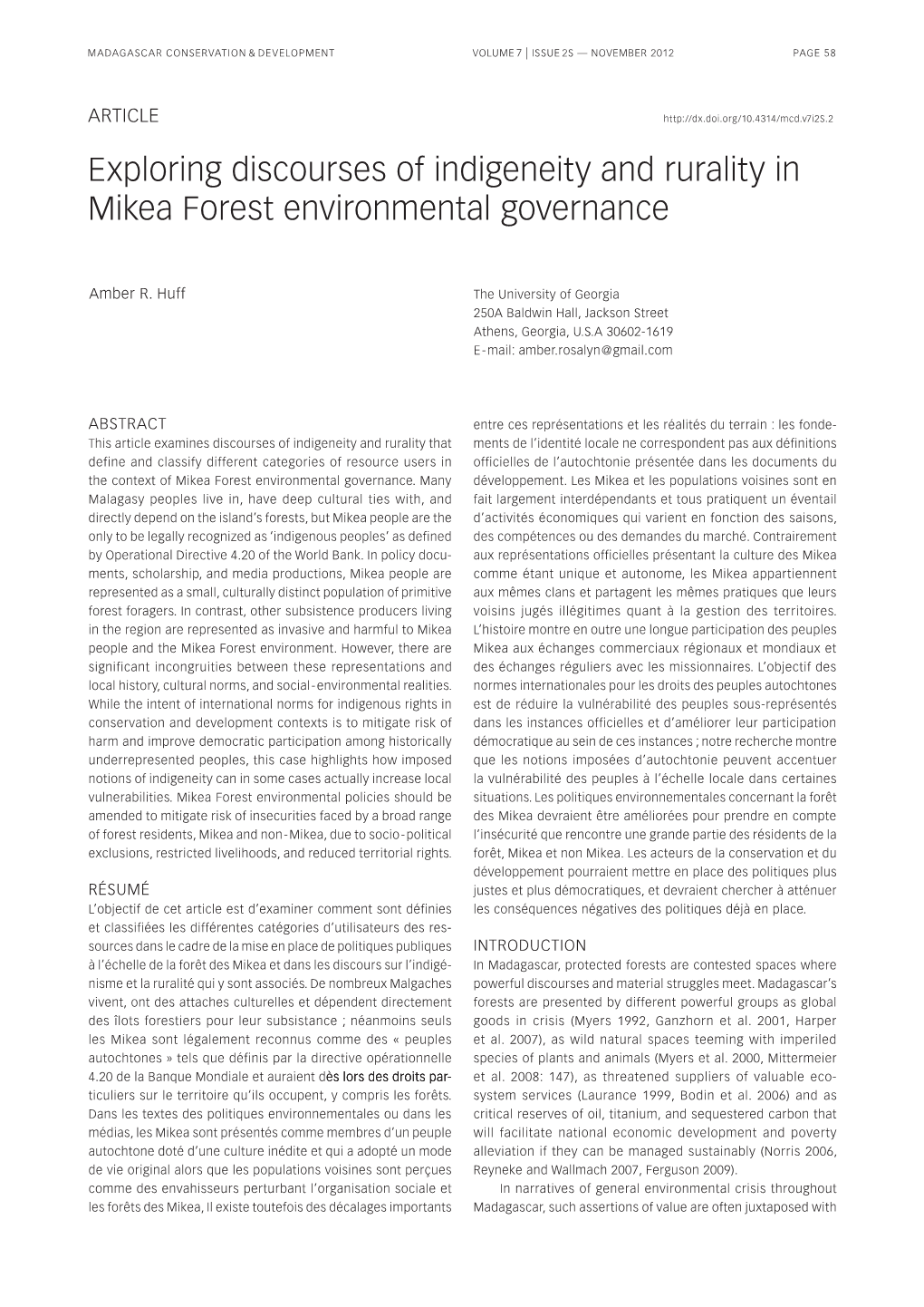 Exploring Discourses of Indigeneity and Rurality in Mikea Forest Environmental Governance