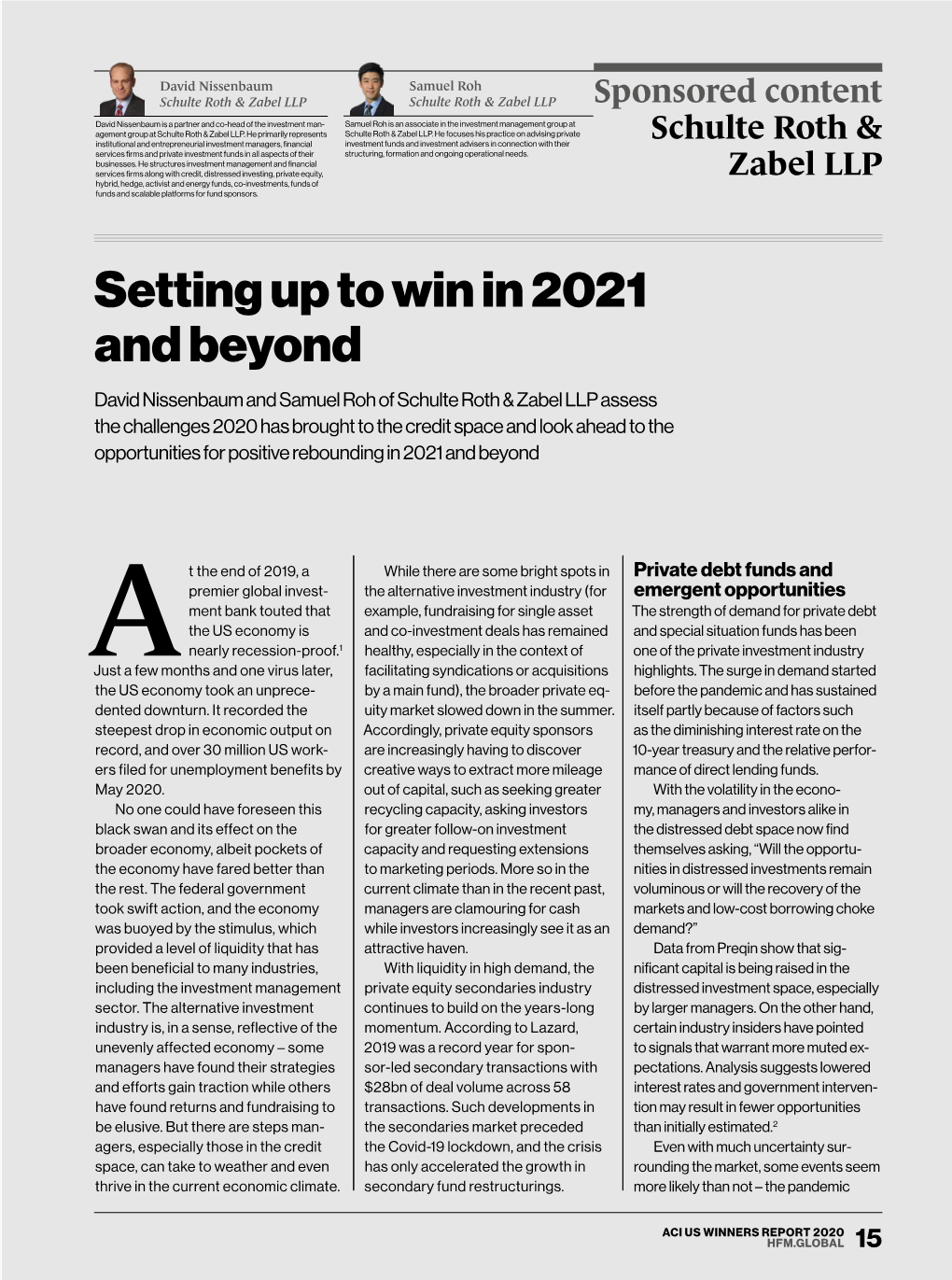 Setting up to Win in 2021 and Beyond