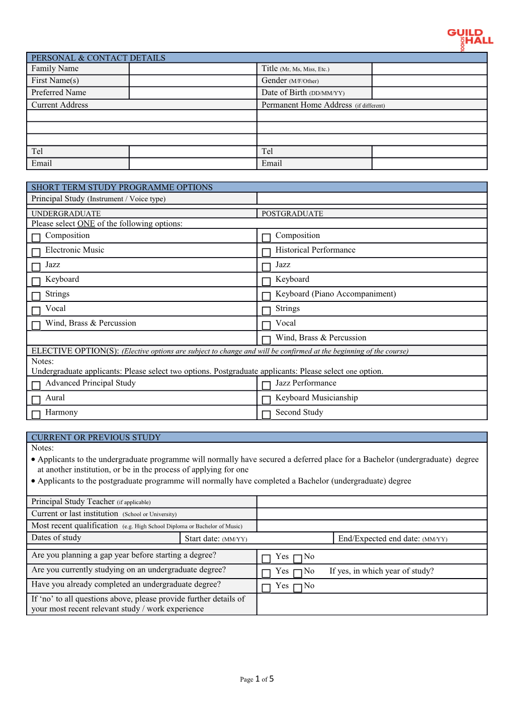 Applicants to the Postgraduate Programme Will Normally Have Completed a Bachelor(Undergraduate)