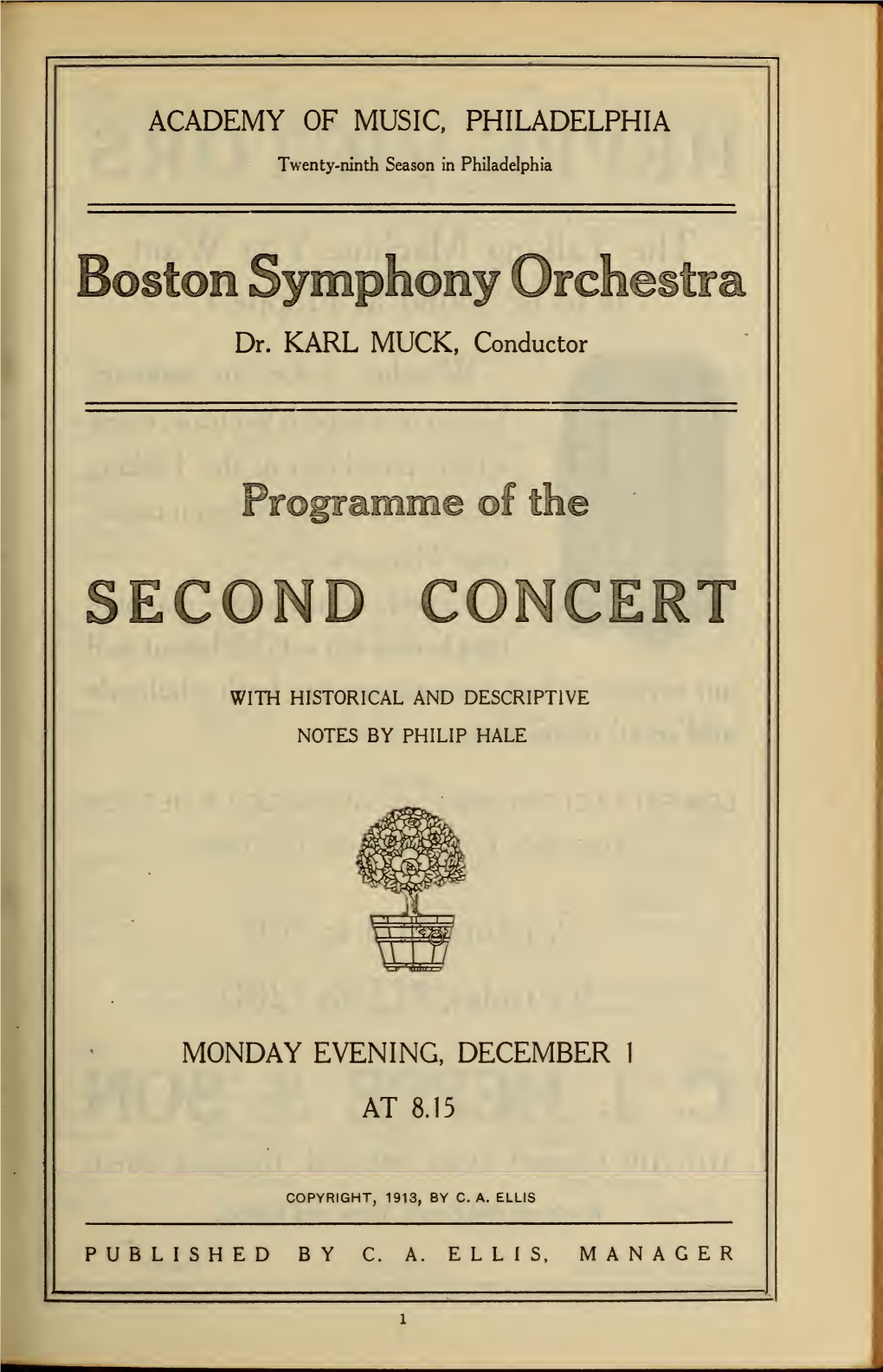 Boston Symphony Orchestra Concert Programs, Season 33,1913-1914, Trip