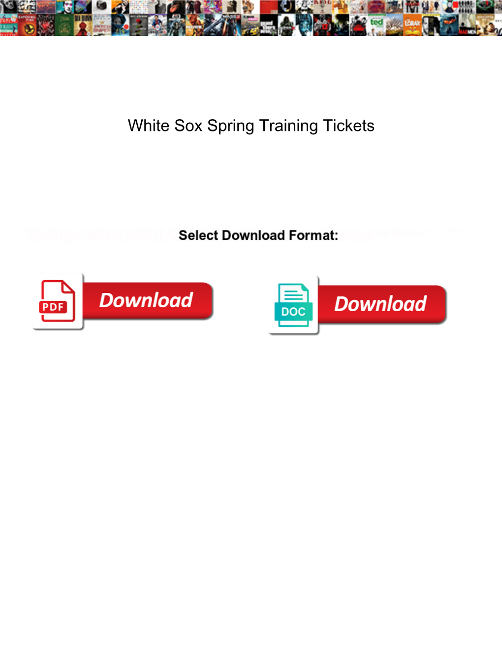 White Sox Spring Training Tickets