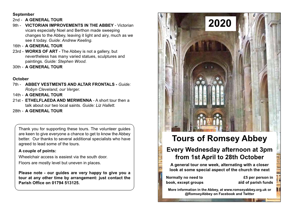 Tours of Romsey Abbey Agreed to Lead Some of the Tours