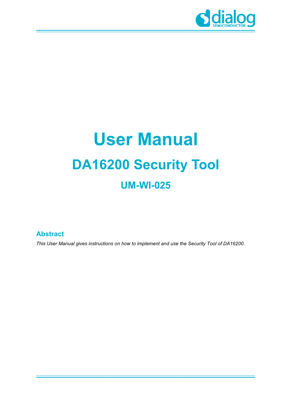 UM-WI-015 DA16200 Security Tool User Manual