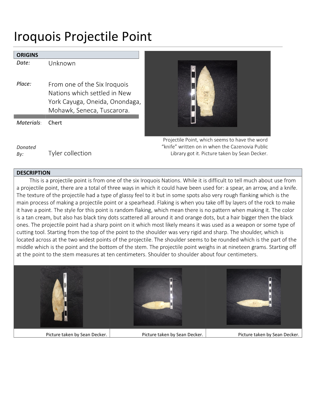 Iroquois Projectile Point