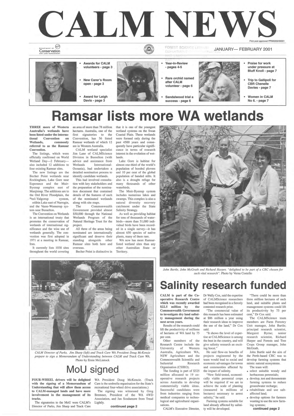 Ramsar Lists More WA Wetlands THREE More of Western an Area of More Than 78 Million That It Is One of the Youngest Australia's Wetlands Have Hectares