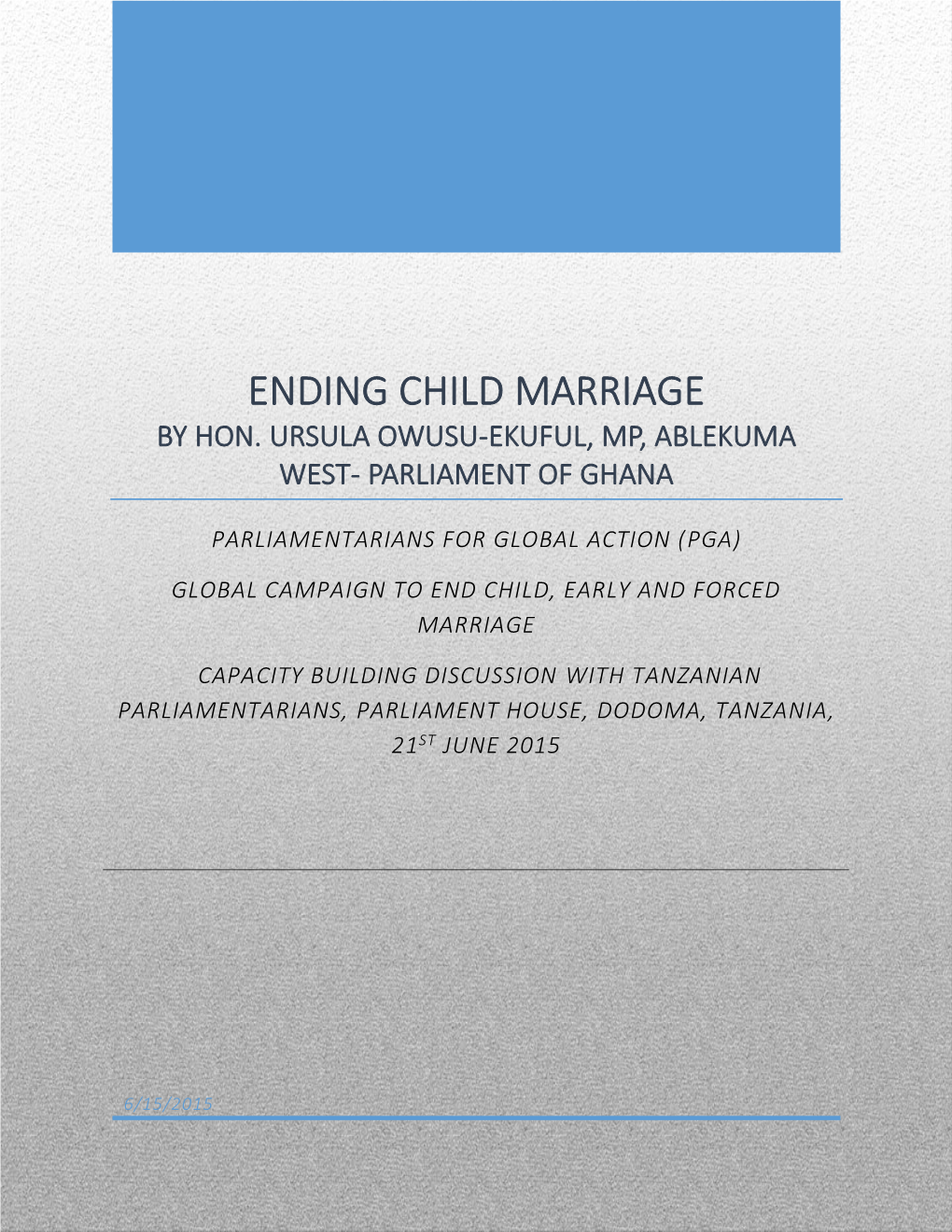 Ending Child Marriage by Hon