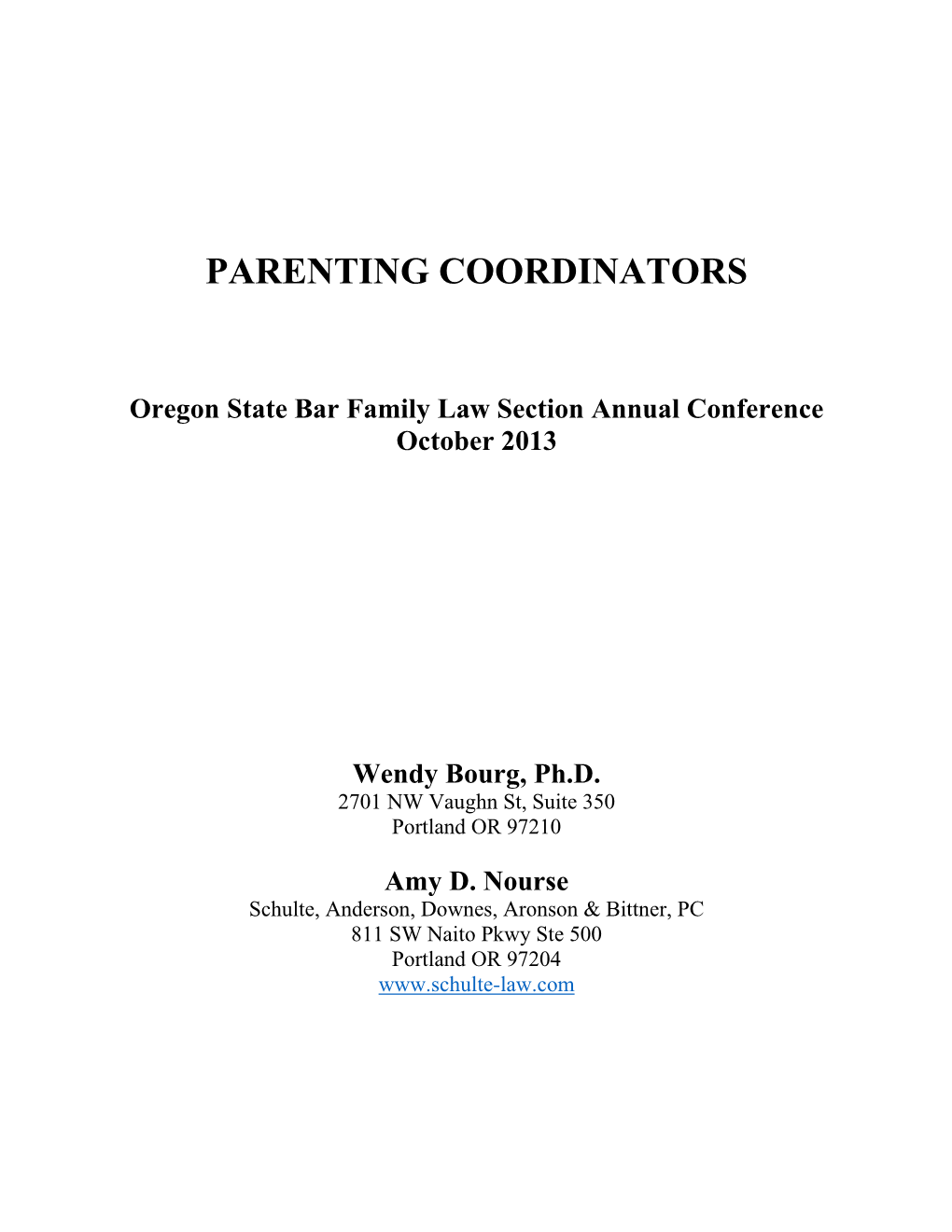 Parenting Coordinators