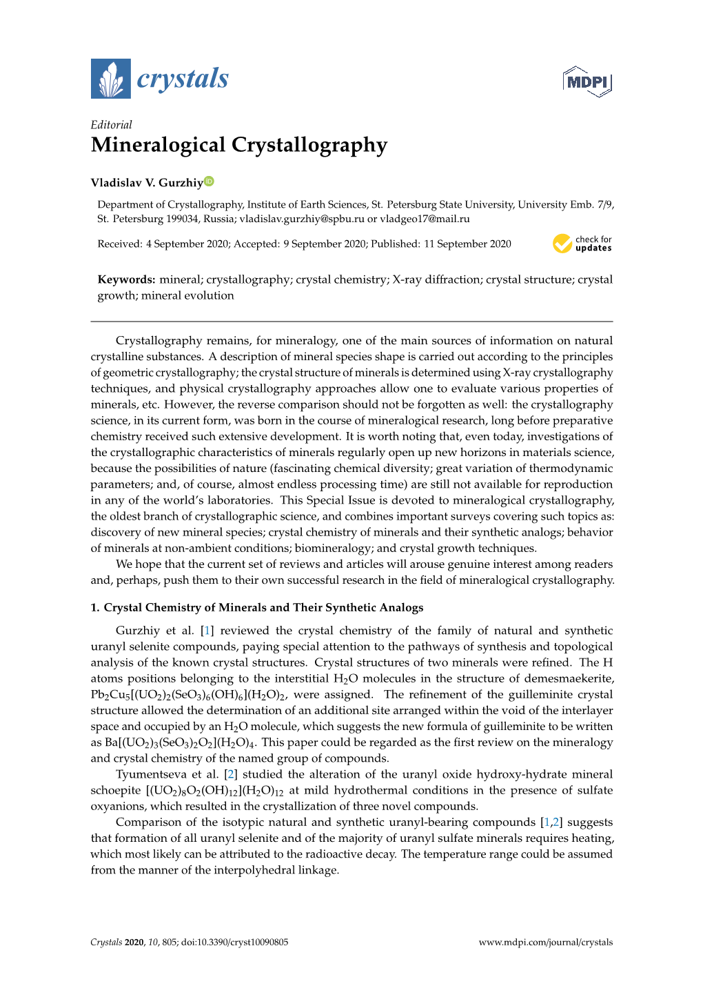 Mineralogical Crystallography