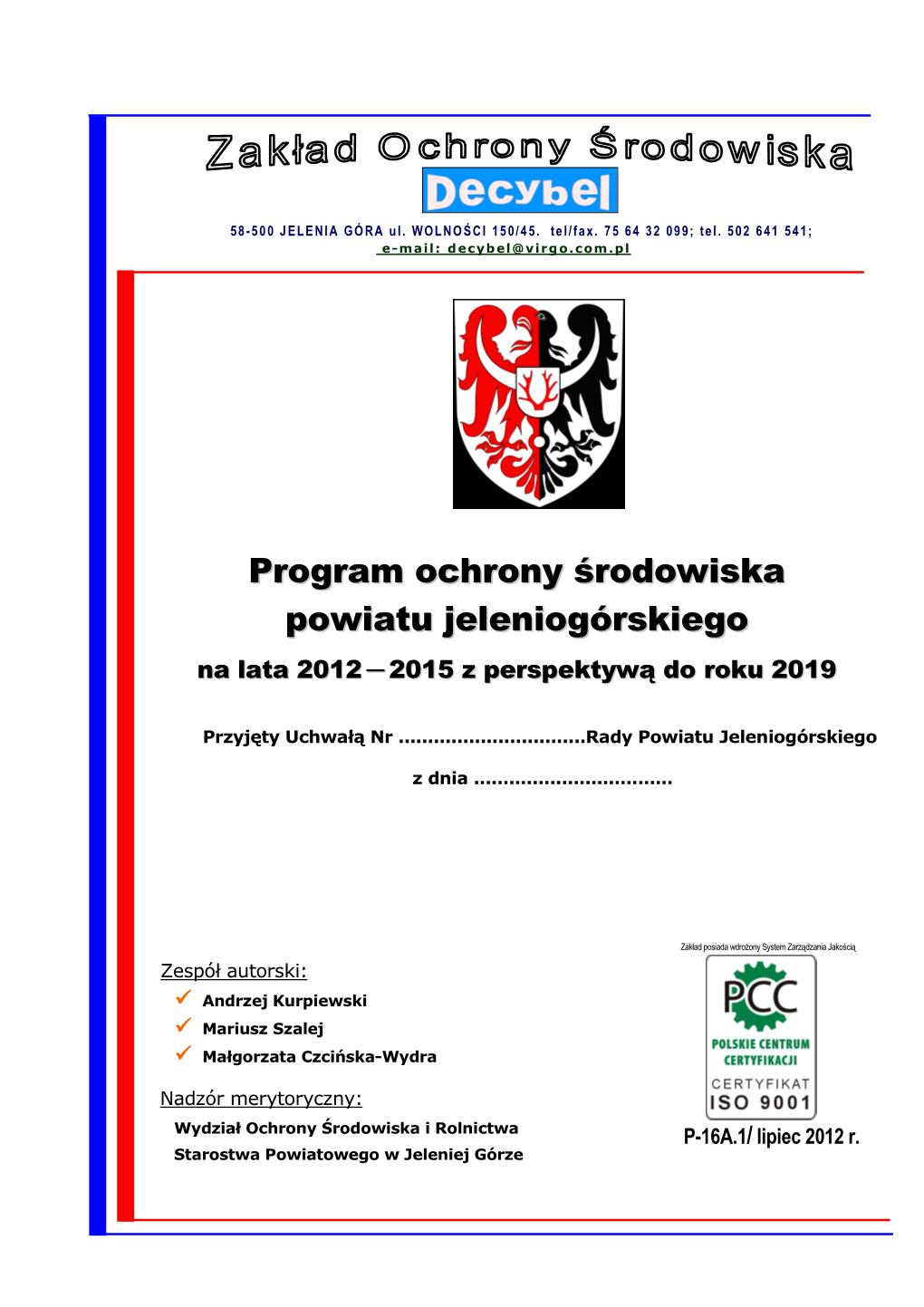 Program Ochrony Środowiska Powiatu Jeleniogórskiego