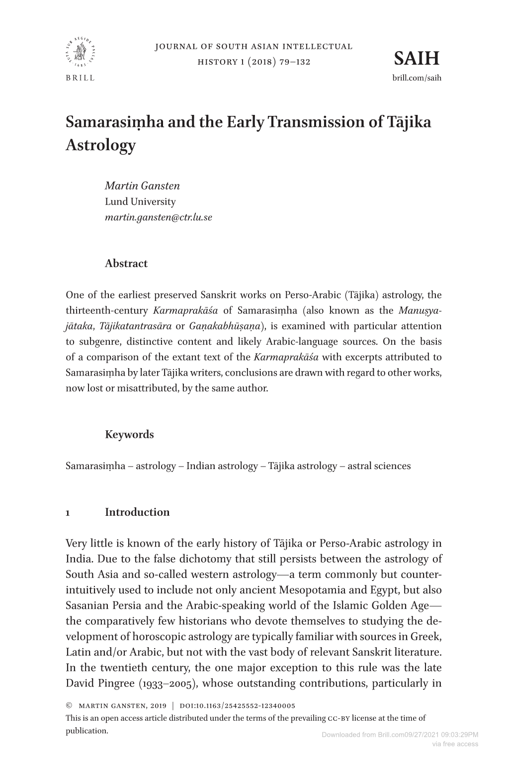 Downloaded from Brill.Com09/27/2021 09:03:29PM Via Free Access 80 Gansten the Realm of Data Collection, Provide a Solid Ground for Future Scholarship