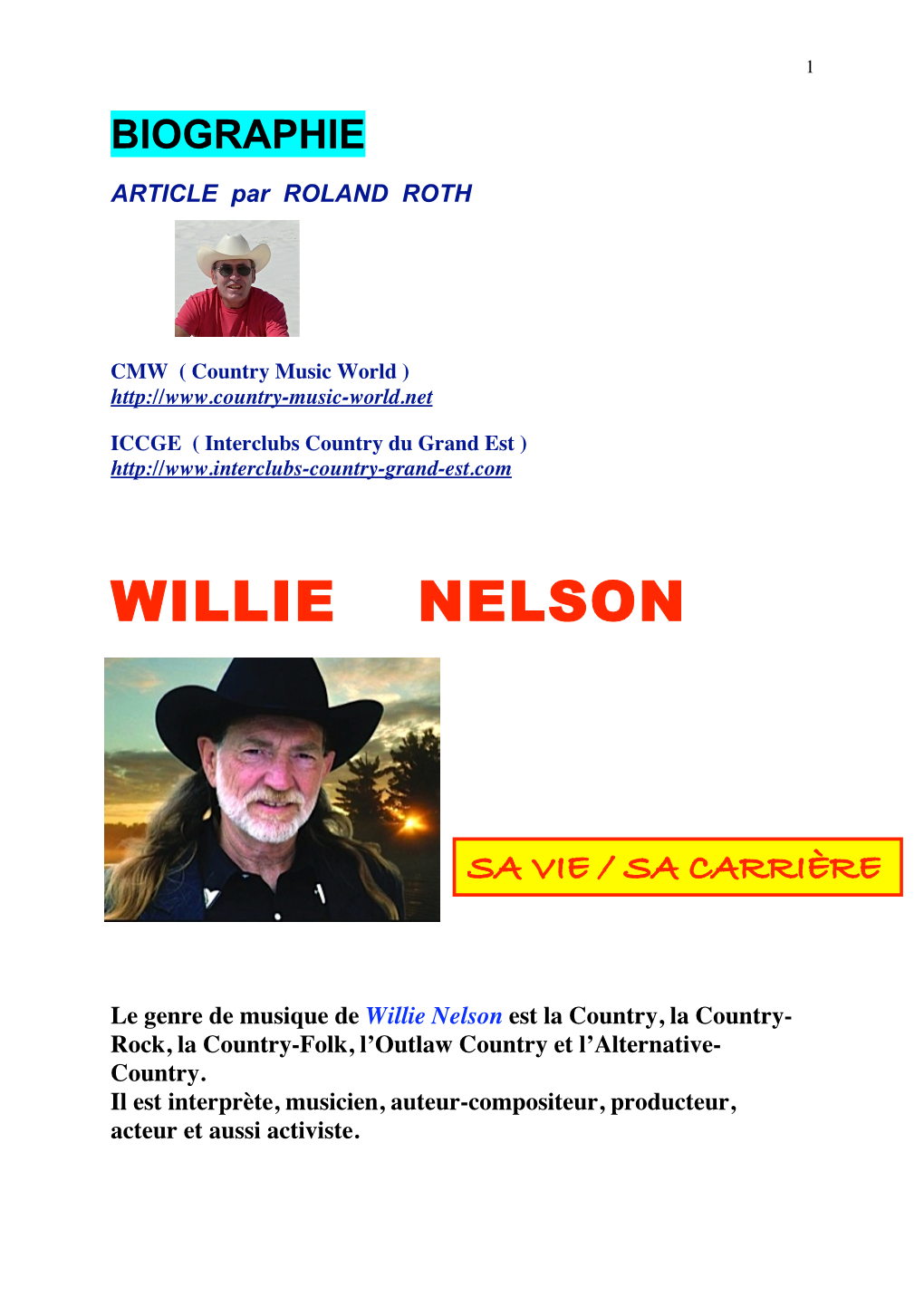 Biographie Willie Nelson