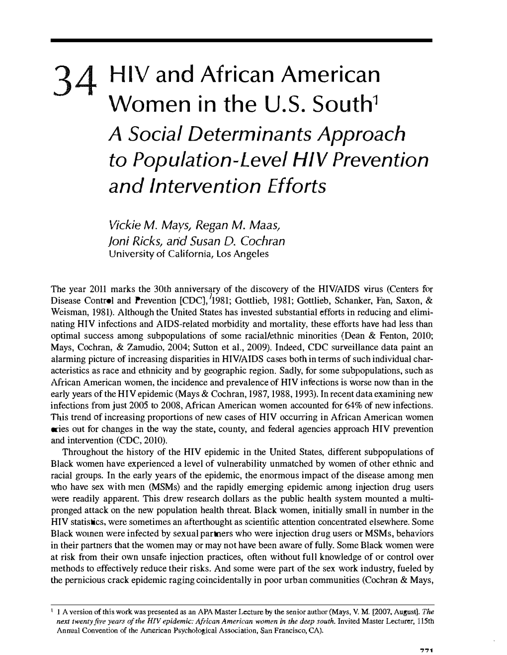 HIV and African American Women in the US South