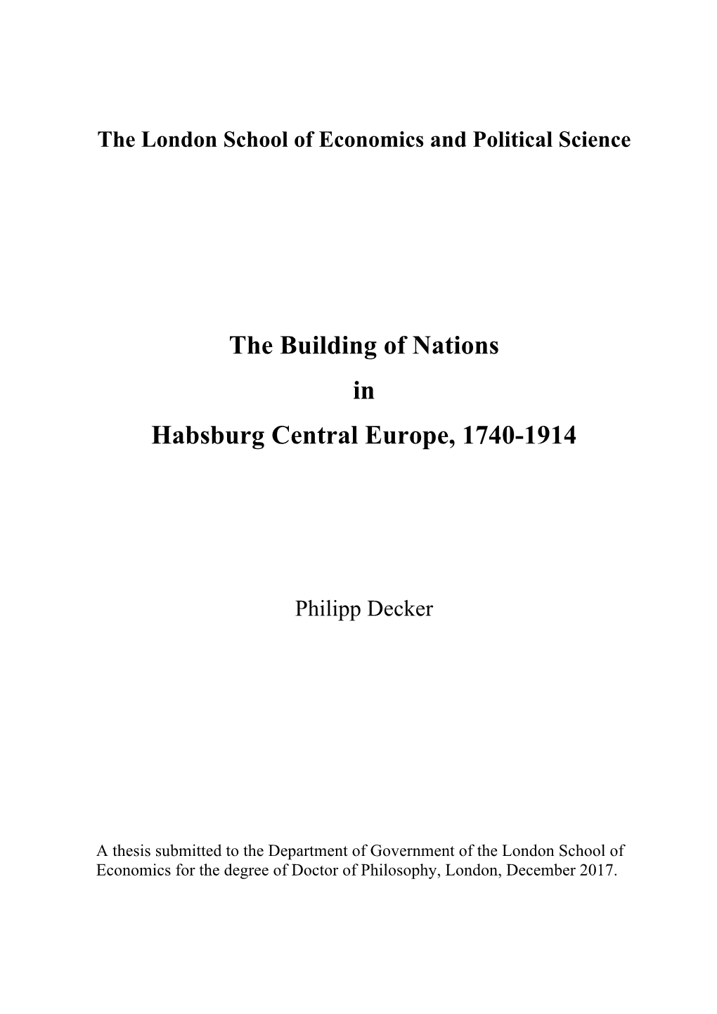 The Building of Nations in Habsburg Central Europe, 1740-1914