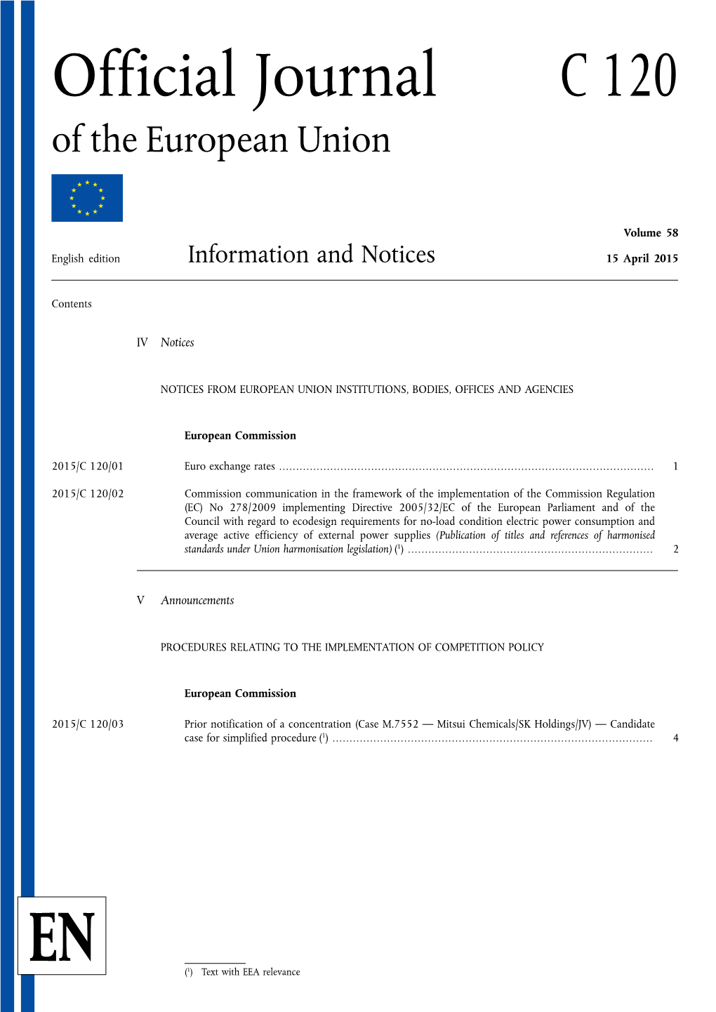 Official Journal C 120 of the European Union