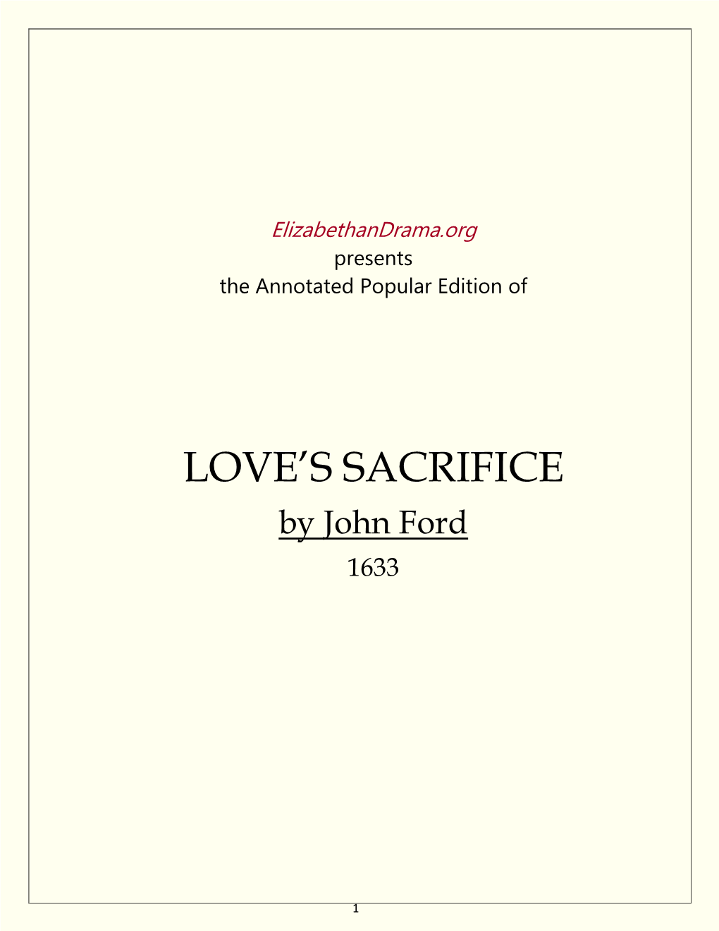 Love's Sacrifice