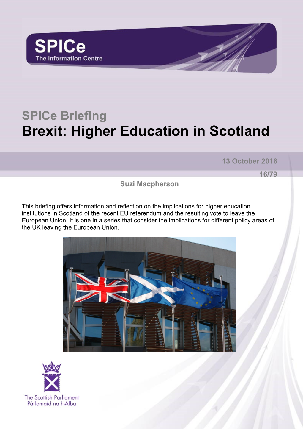 Brexit: Higher Education in Scotland