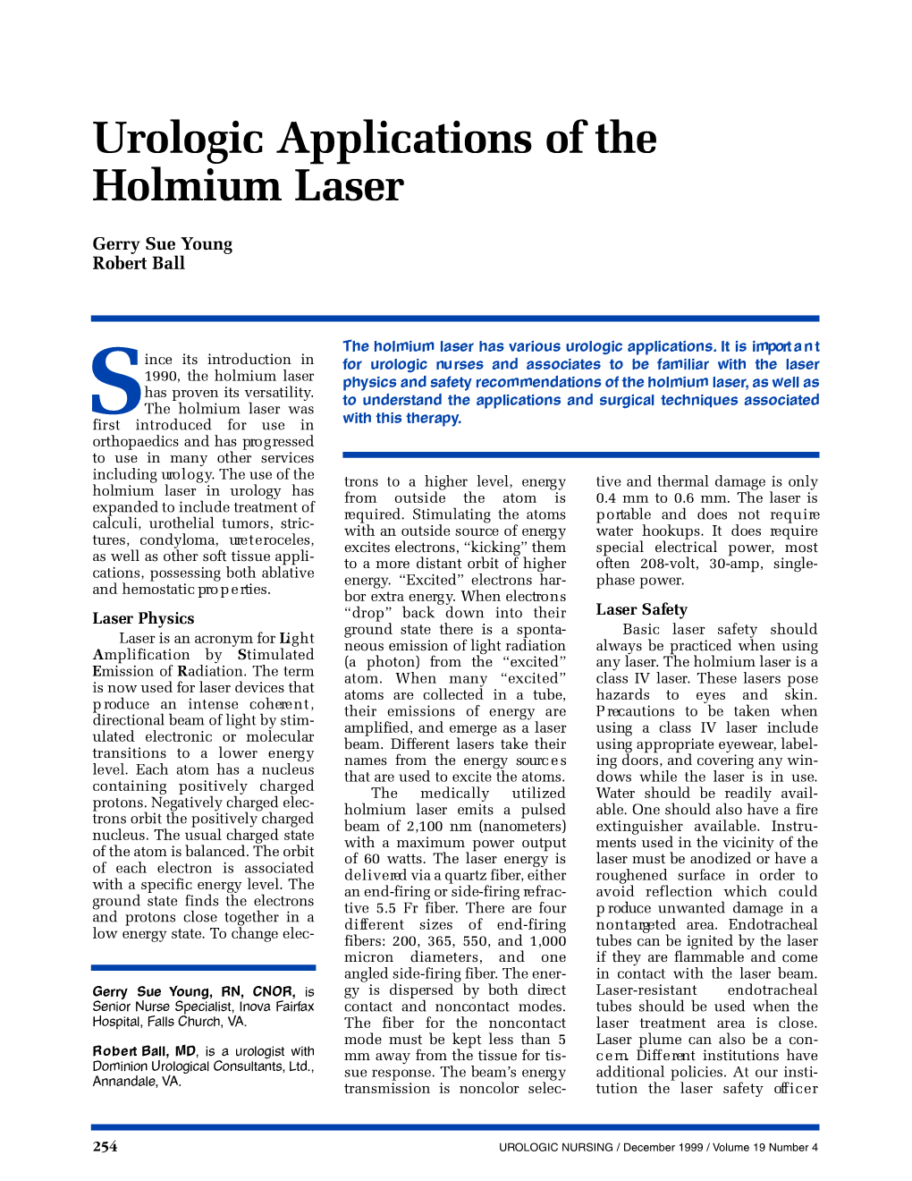 U Rologic Applications of the Holmium Laser