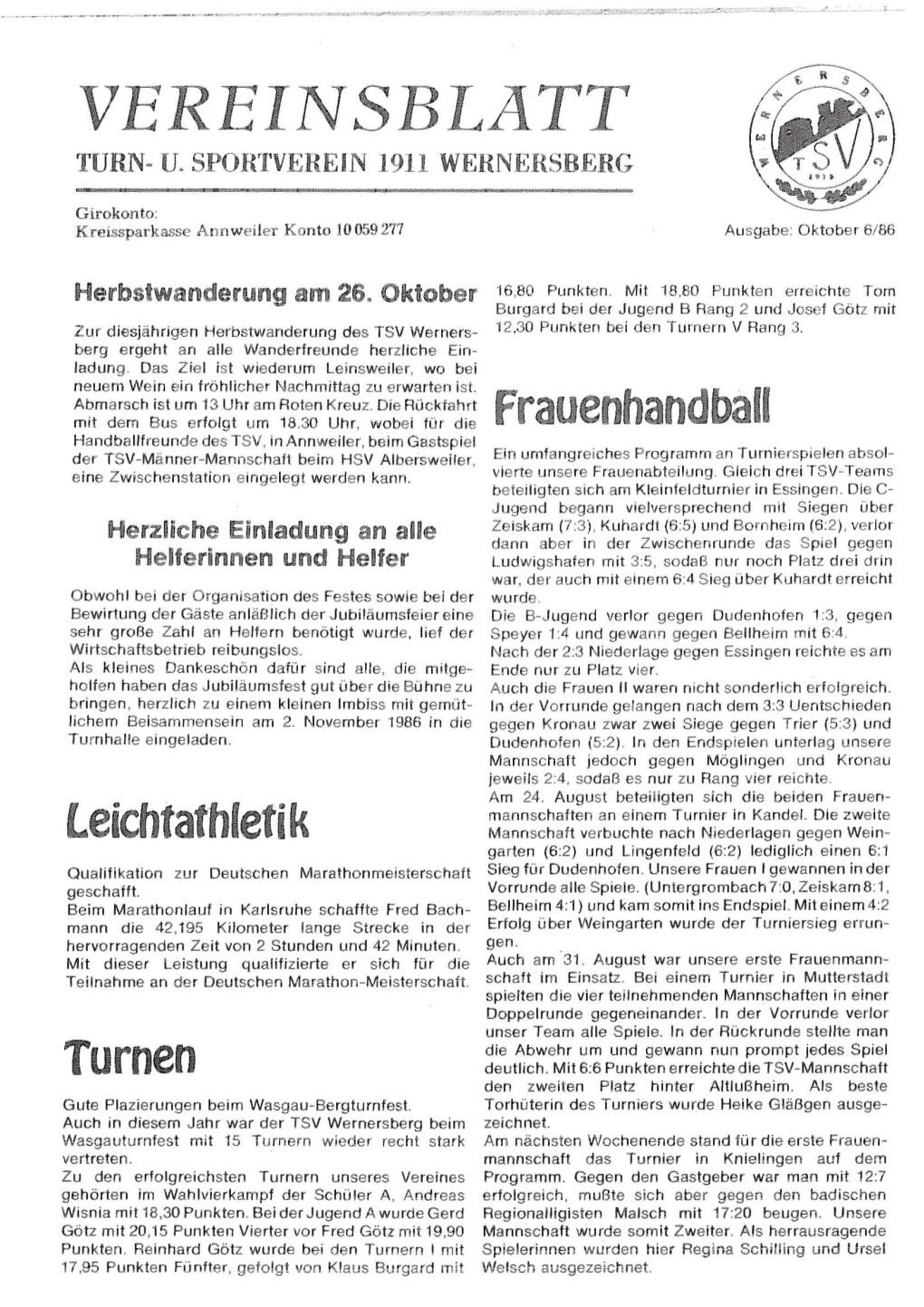 Vereinsblatt ~ Turn- U