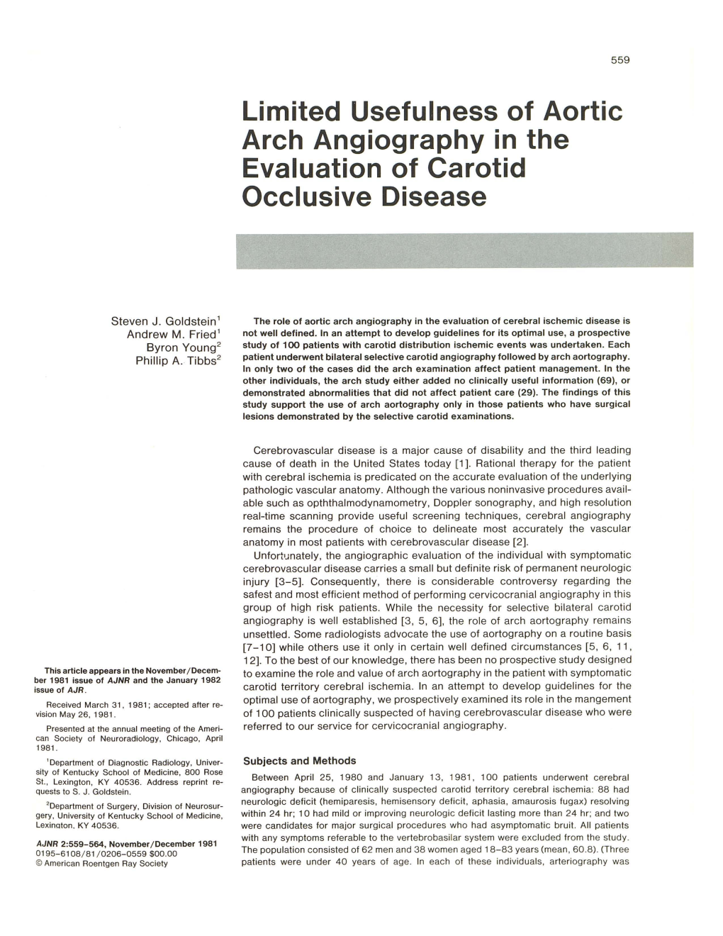 Limited Usefulness of Aortic Arch Angiography in the Evaluation of Carotid Occlusive Disease