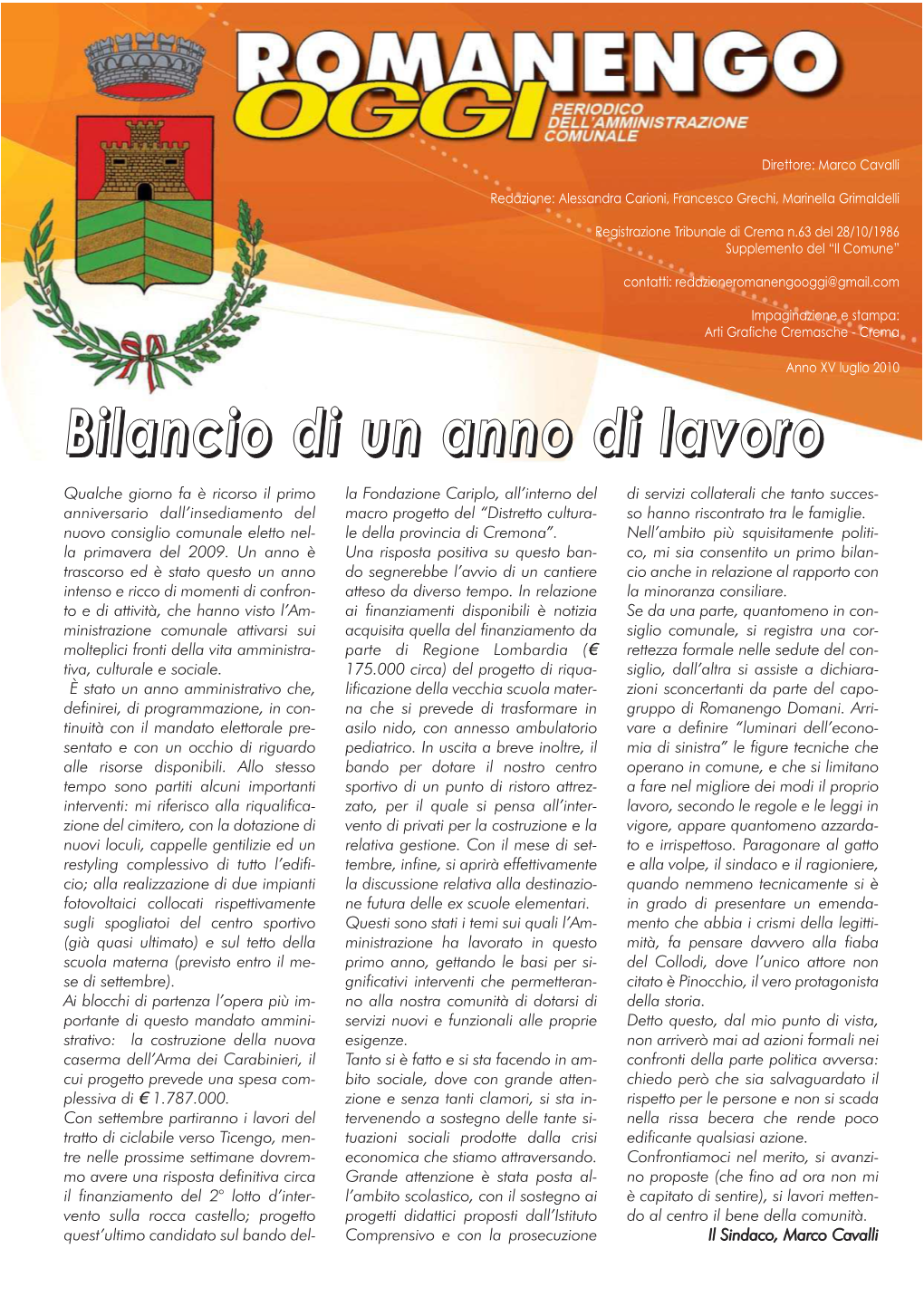 LUGLIO 2010 -.: Comune Di Romanengo