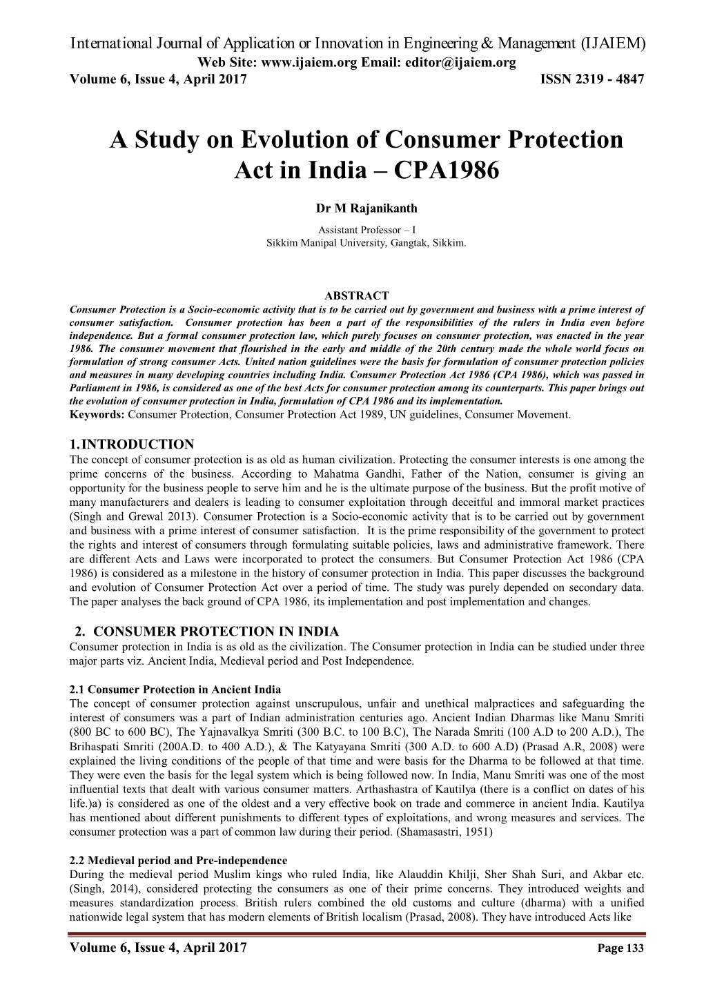 A Study on Evolution of Consumer Protection Act in India – CPA1986