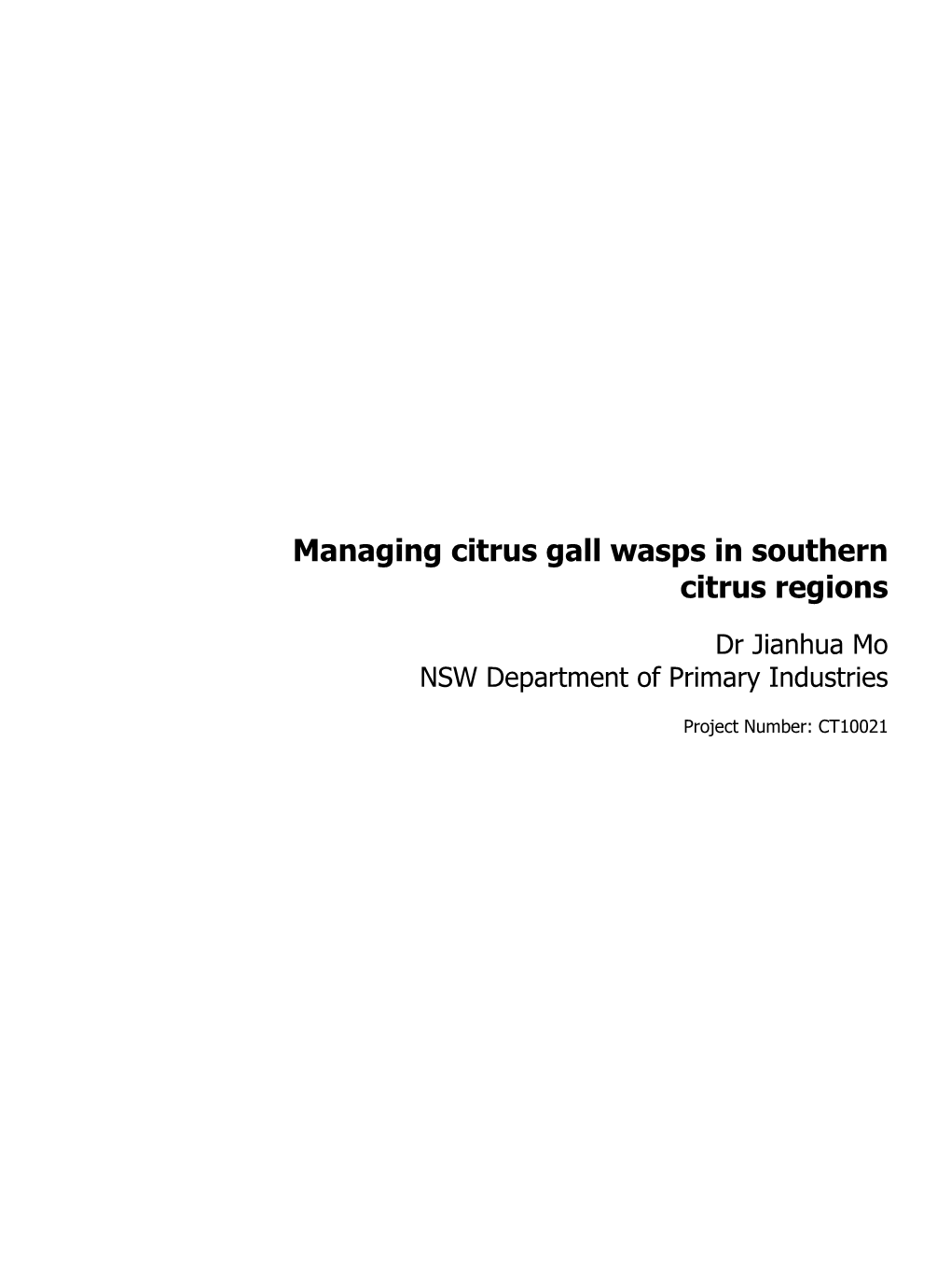 Managing Citrus Gall Wasps in Southern Citrus Regions