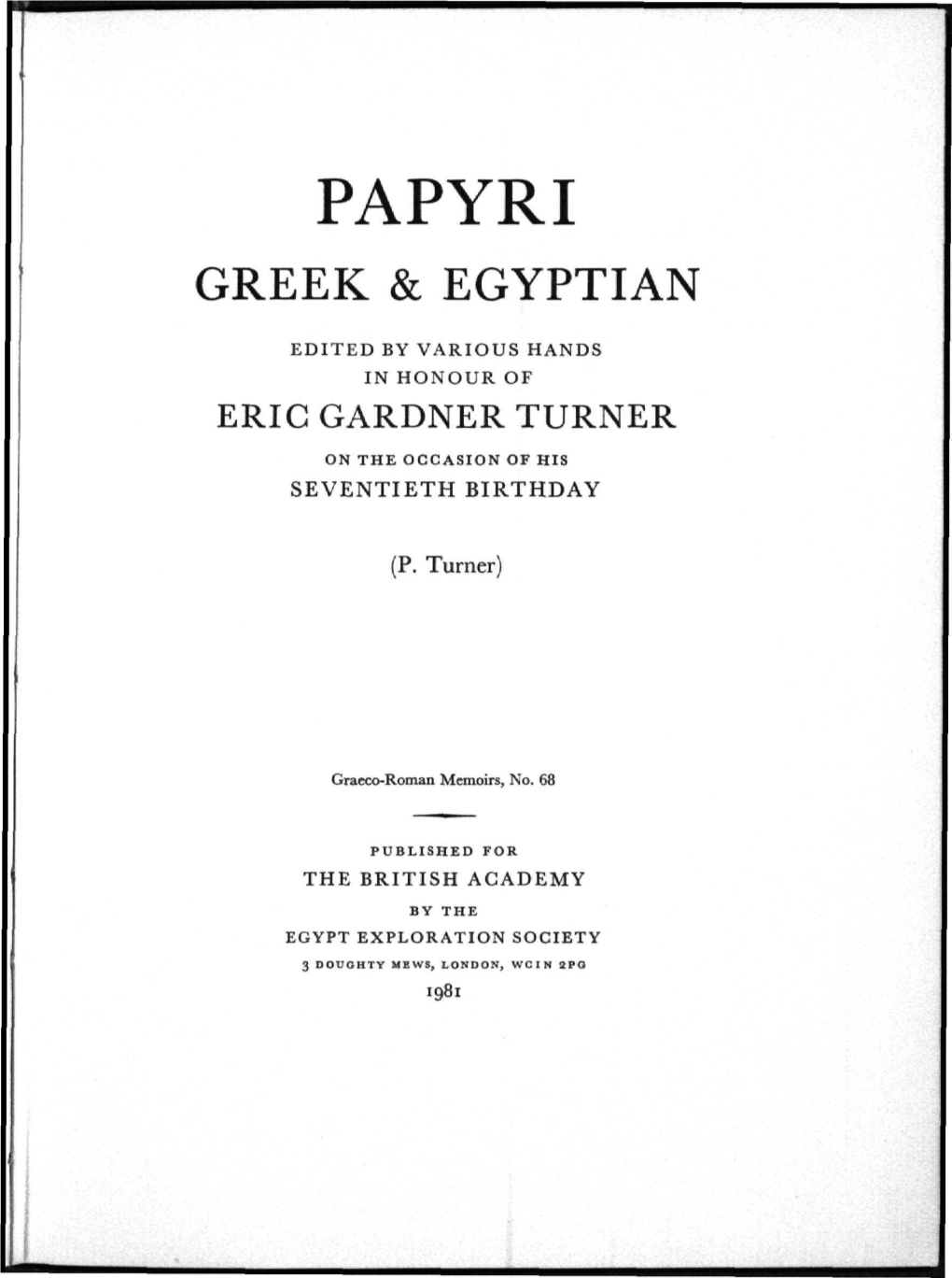 Papyri Greek & Egyptian