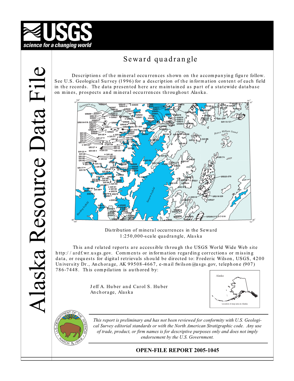 Alaska Resource Data File on Mines, Prospects and Mineral Occurrences Throughout Alaska