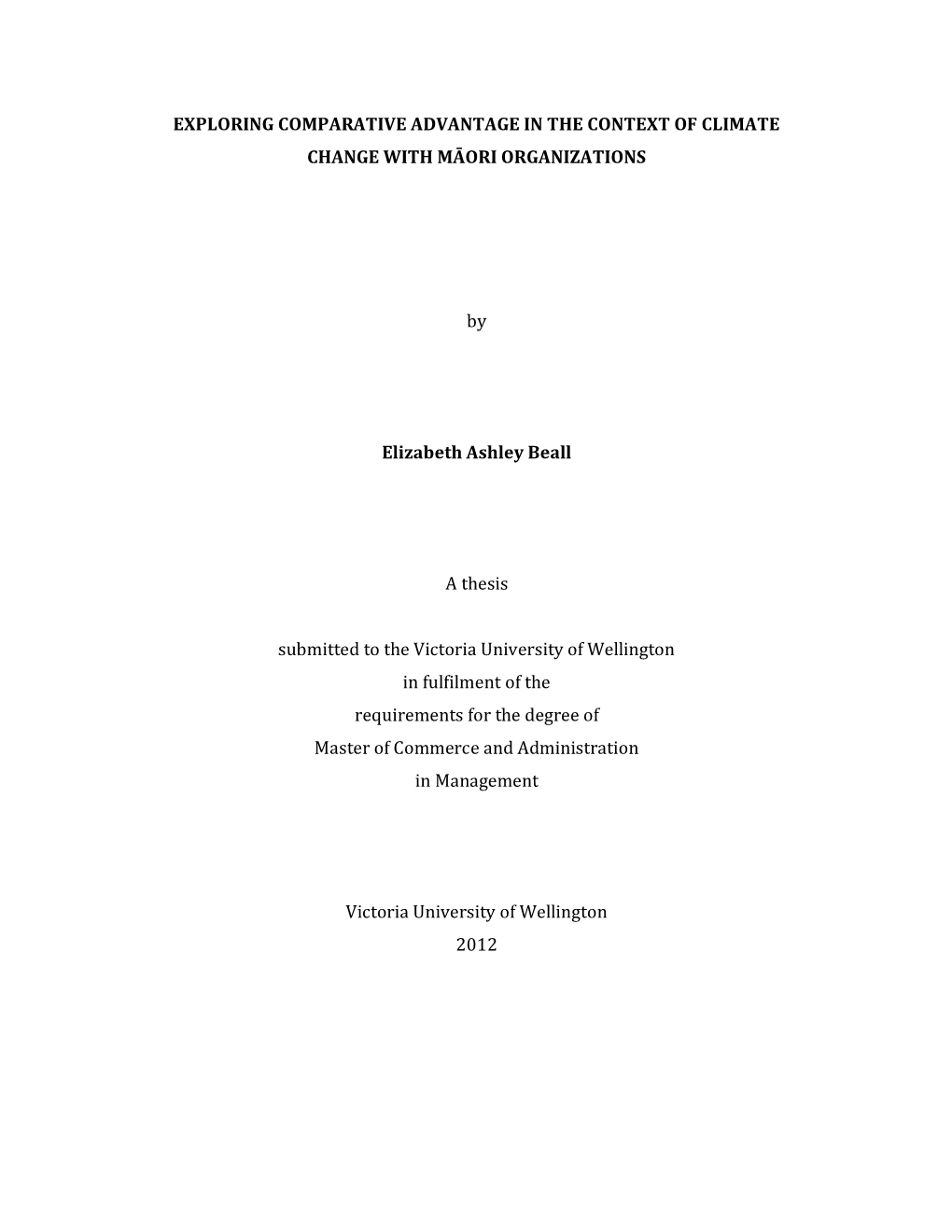 Exploring Comparative Advantage in the Context of Climate Change with Māori Organizations