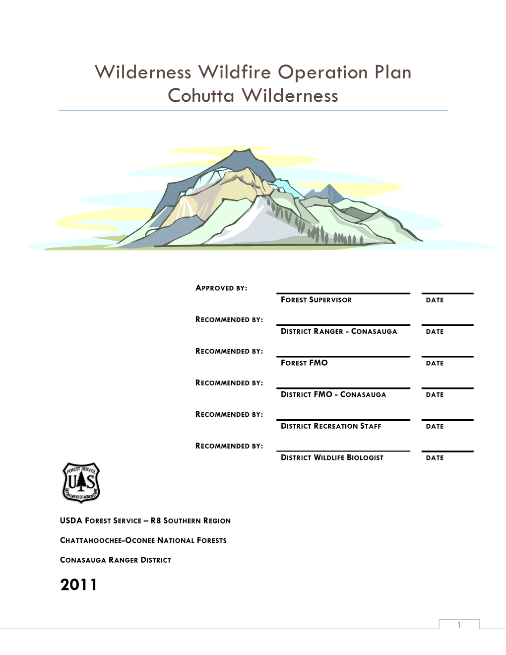 Cohutta Wilderness Wilderness Wildfire Operation Plan
