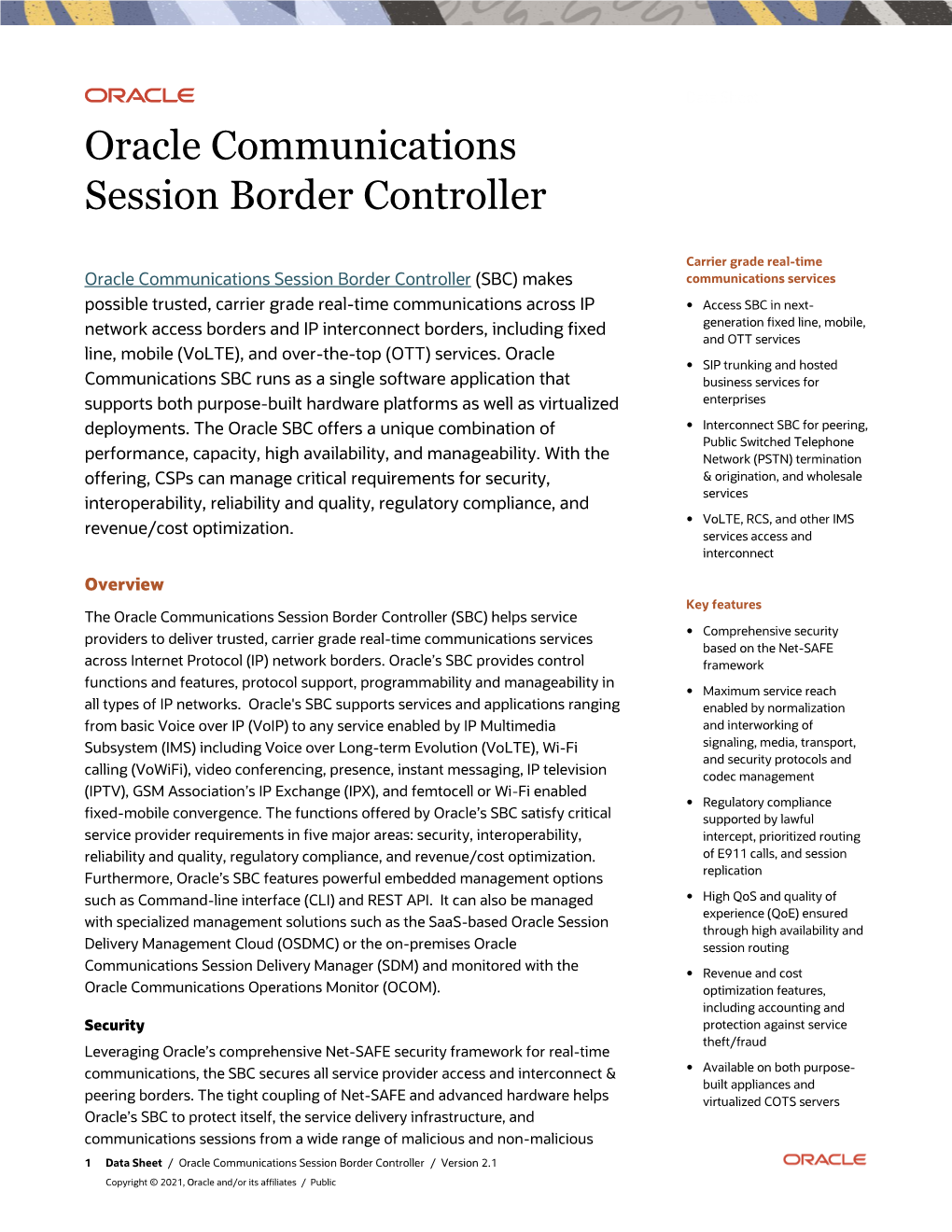 Oracle Communications Session Border Controller