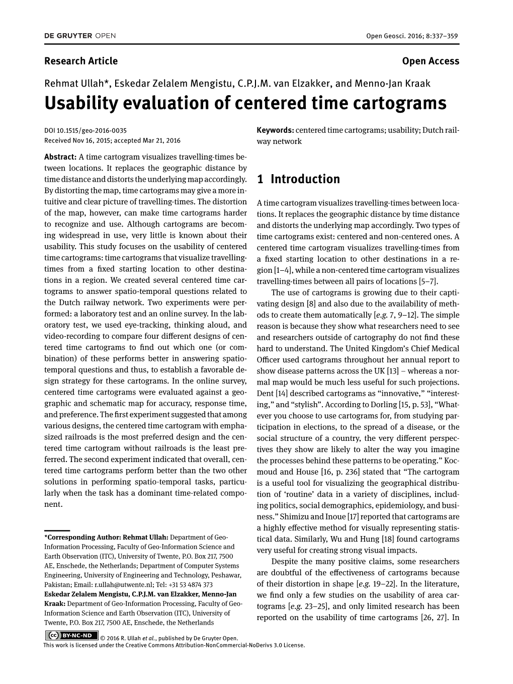 Usability Evaluation of Centered Time Cartograms