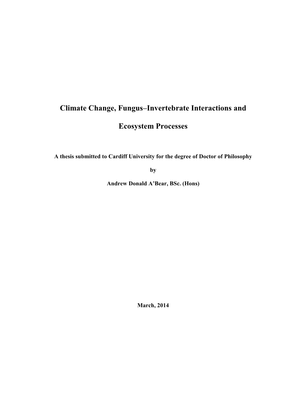 Climate Change, Fungus–Invertebrate Interactions And