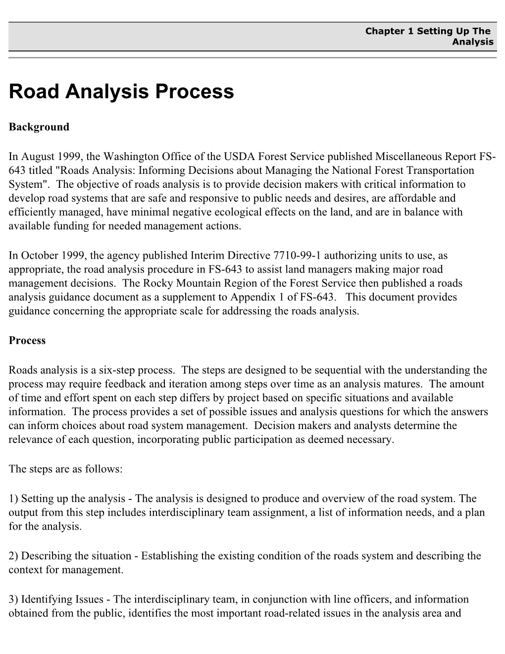 Southern California National Forests Road Analysis Process