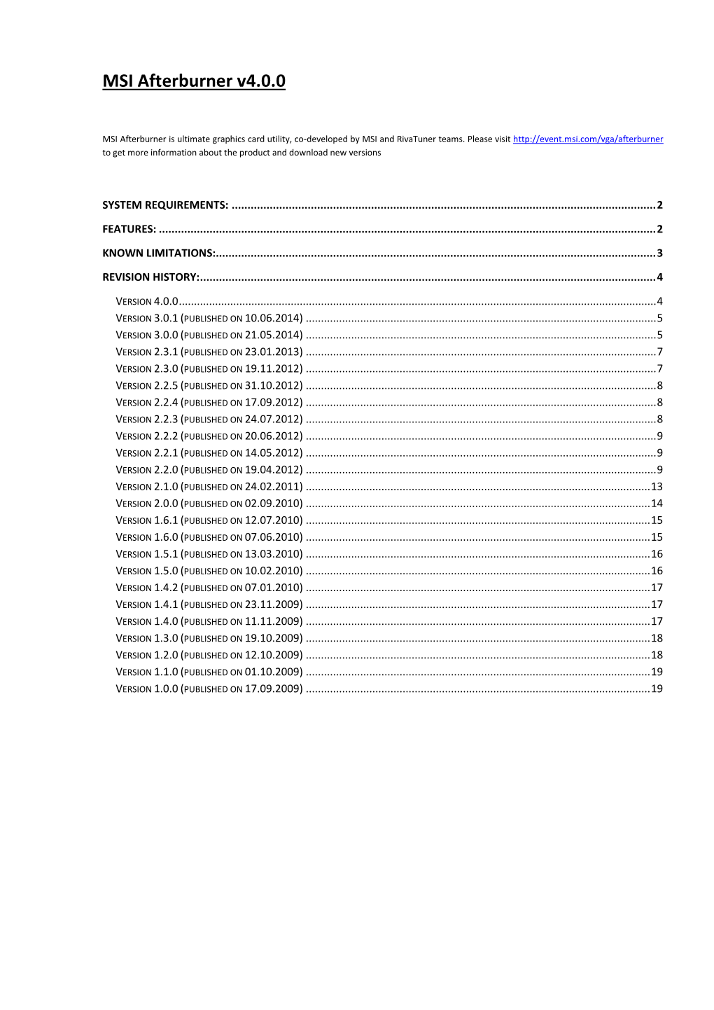 MSI Afterburner V4.0.0