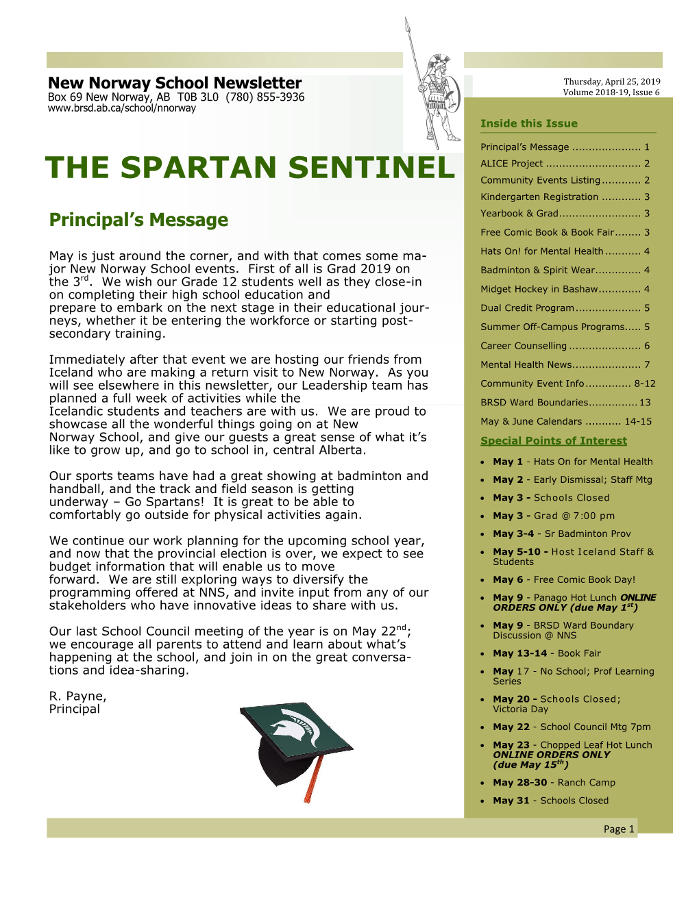 THE SPARTAN SENTINEL Community Events Listing