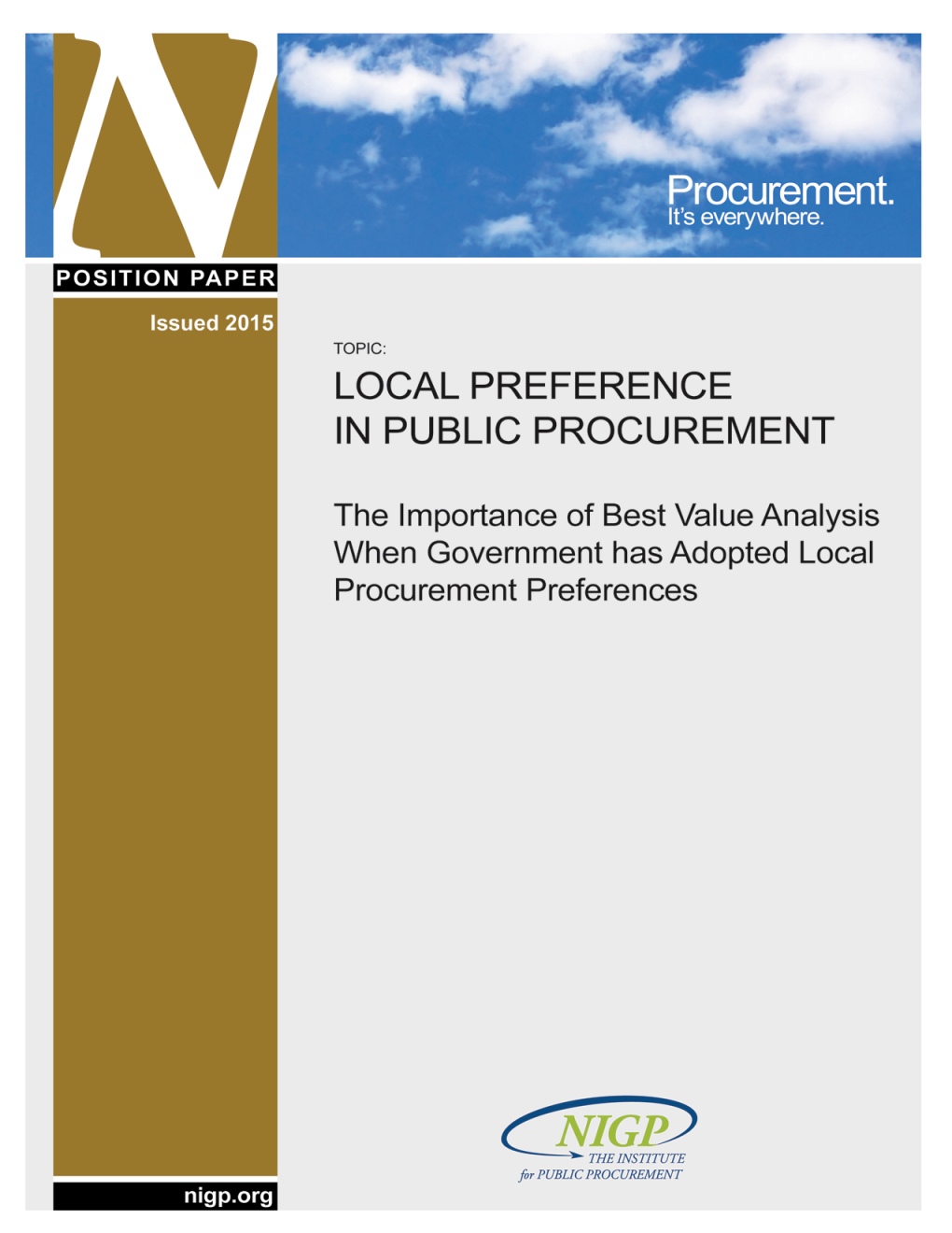Local Preference in Public Procurement Position Paper