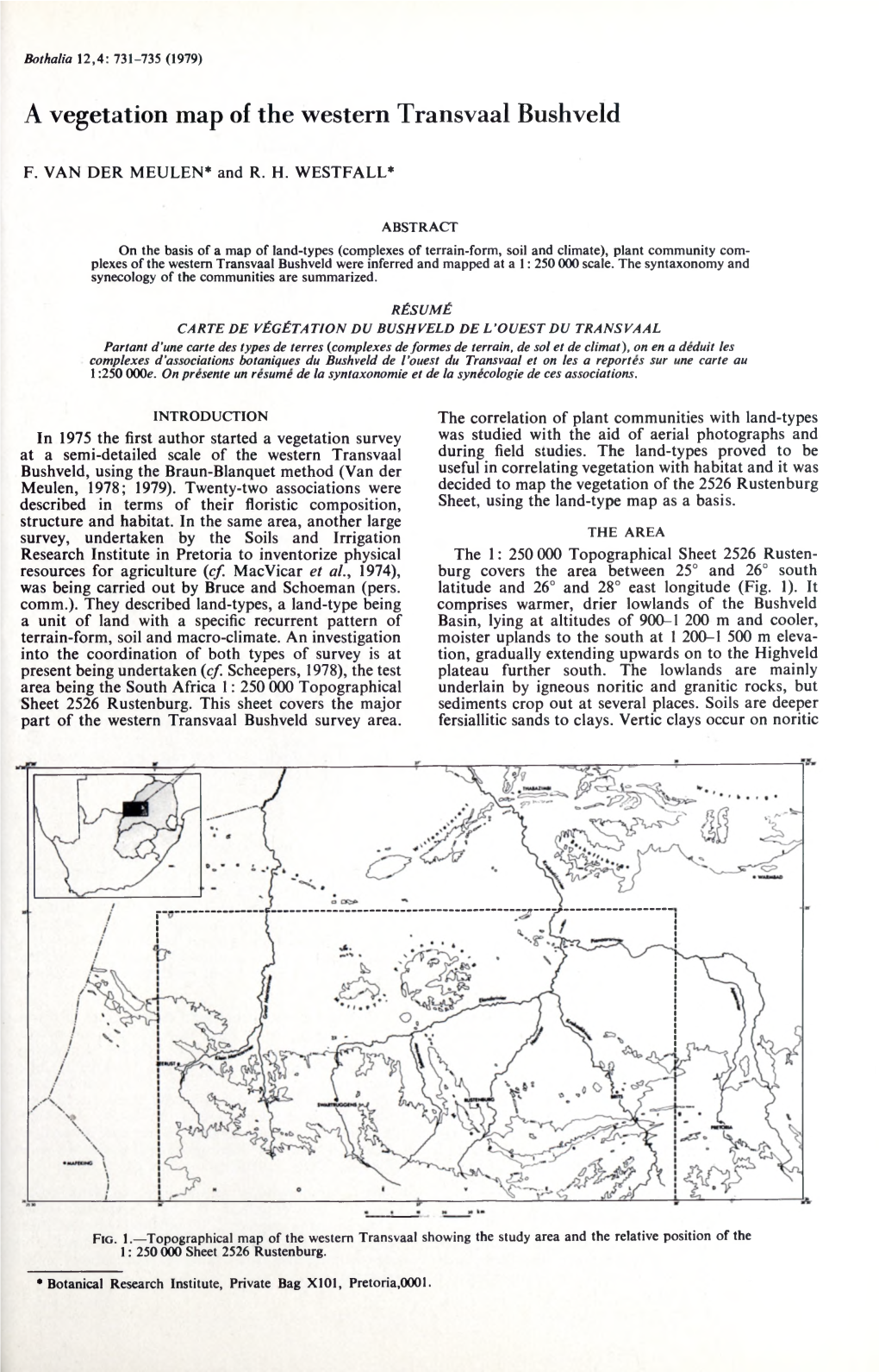 A Vegetation Map of the Western Transvaal Bush Veld